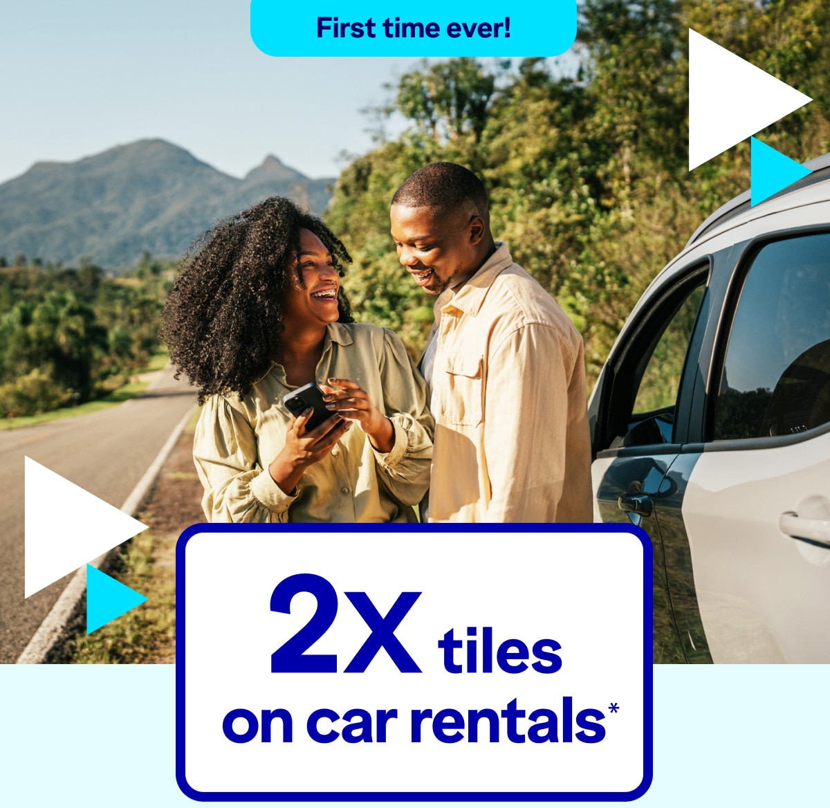 First time ever! 2X tiles on car rentals*.