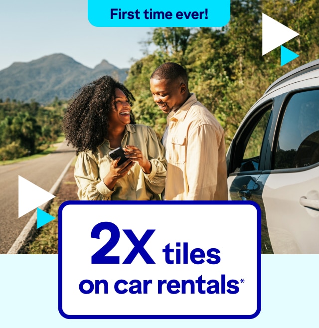 First time ever! 2X tiles on car rentals*.
